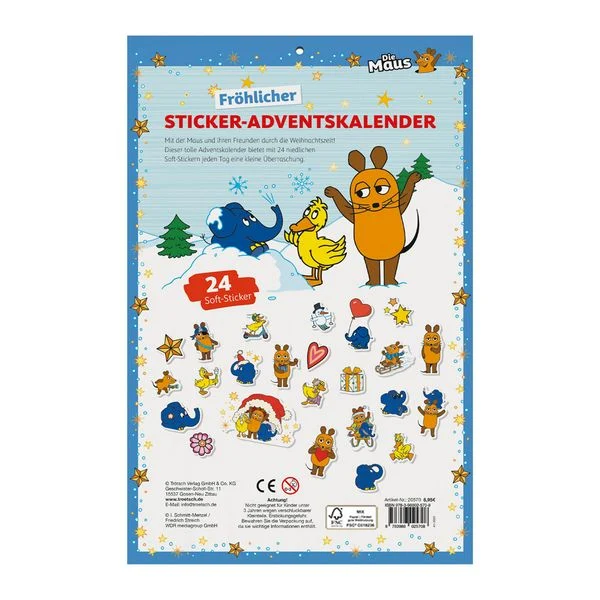 Die Maus - Adventskalender mit 24 Soft-Stickern