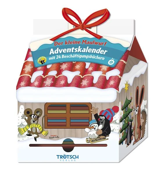 troetsch adventskalender haus der kleine maulwurf weihnachtskalender mit 24 kleinen beschaefigungsbuechern frontalansicht