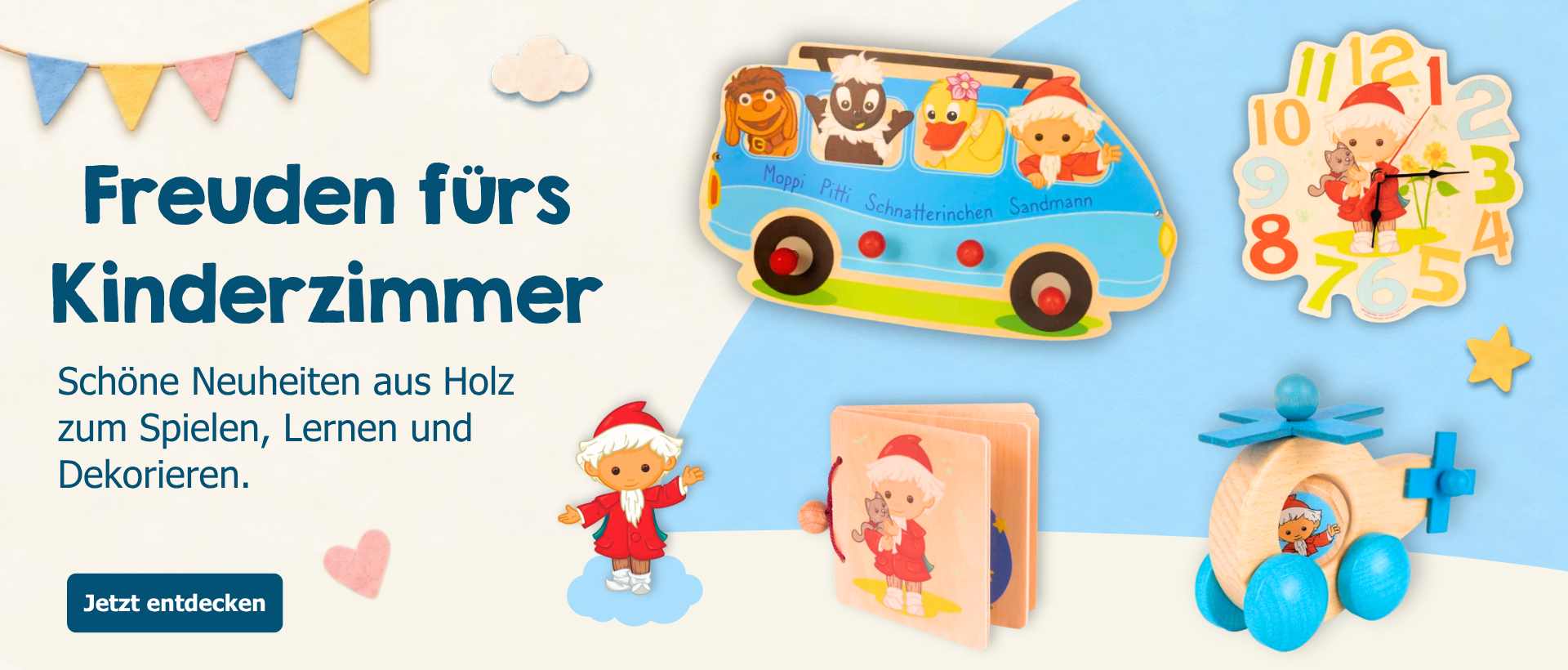 Kinderzimmerdekoration & Spielzeug aus Holz im Sandmann Shop