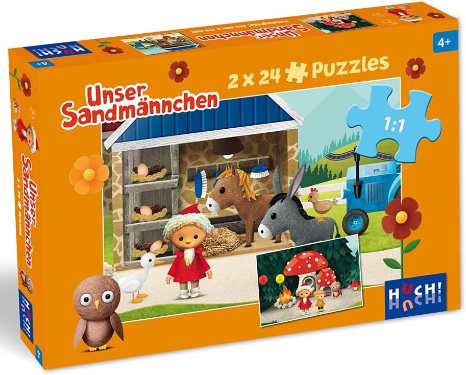 Unser Sandmännchen Puzzle mit zwei x zwei vier Puzzleteilen