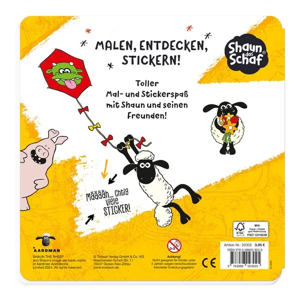 Shaun das Schaf - Stickermalbuch - Rückseite