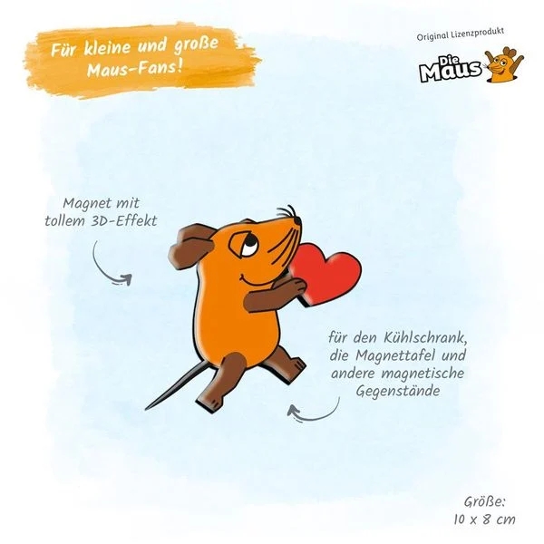 die-maus-3d-magnet-herz Die Maus 3D Magnet Herz
