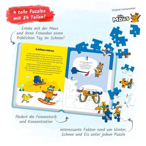 Die Maus - Winterpuzzlebuch (4 Puzzle)