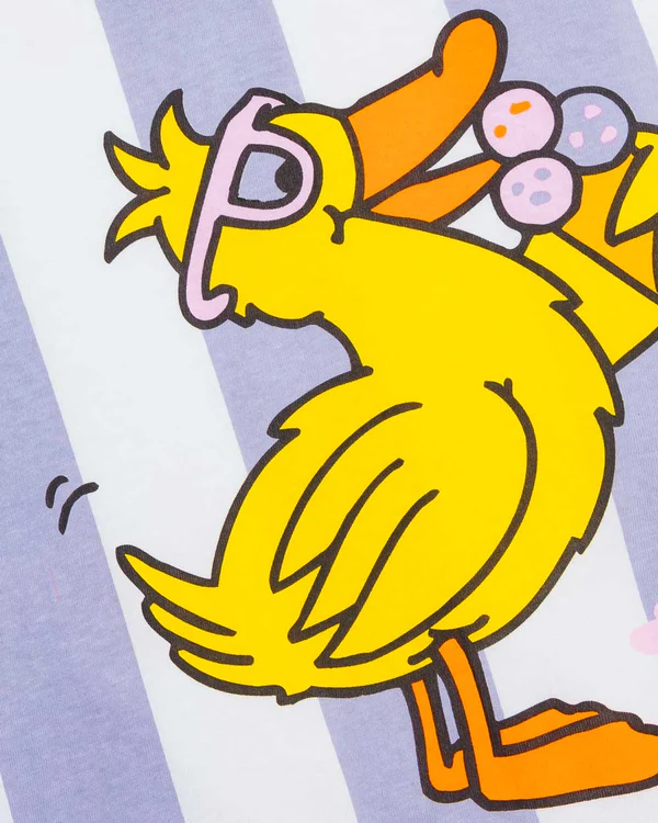 drei null neun fünf vier Die Maus Ente mit Eiscreme Streifen T Shirt weiss lila Motiv