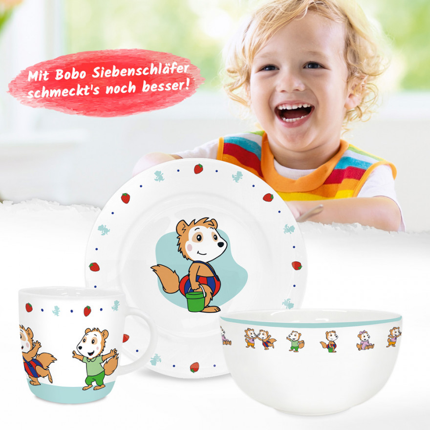 Bobo Siebenschläfer - Kindergeschirrset aus Porzellan (3-teilig)