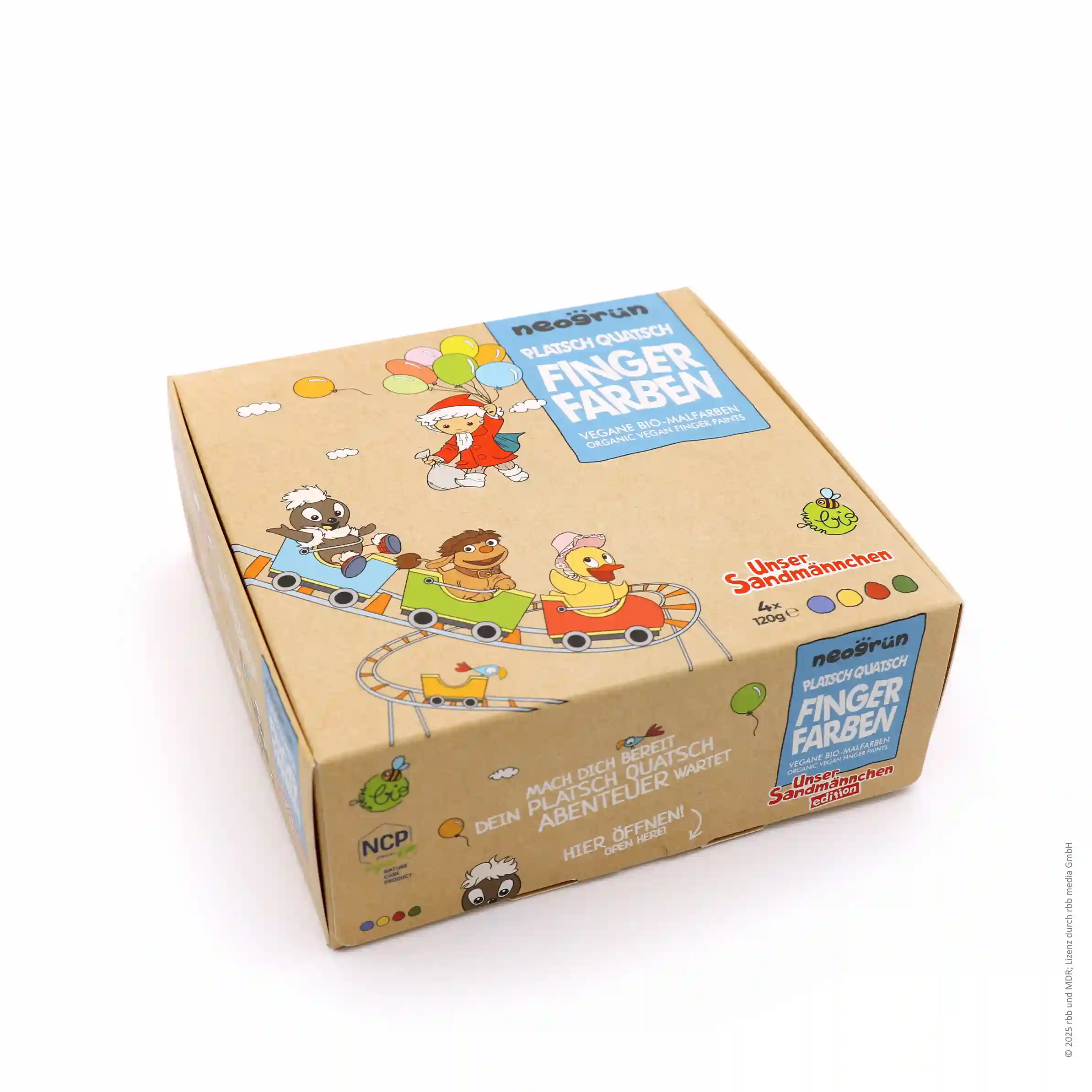 Verpackung der Sandmännchen Fingerfarben von vorn