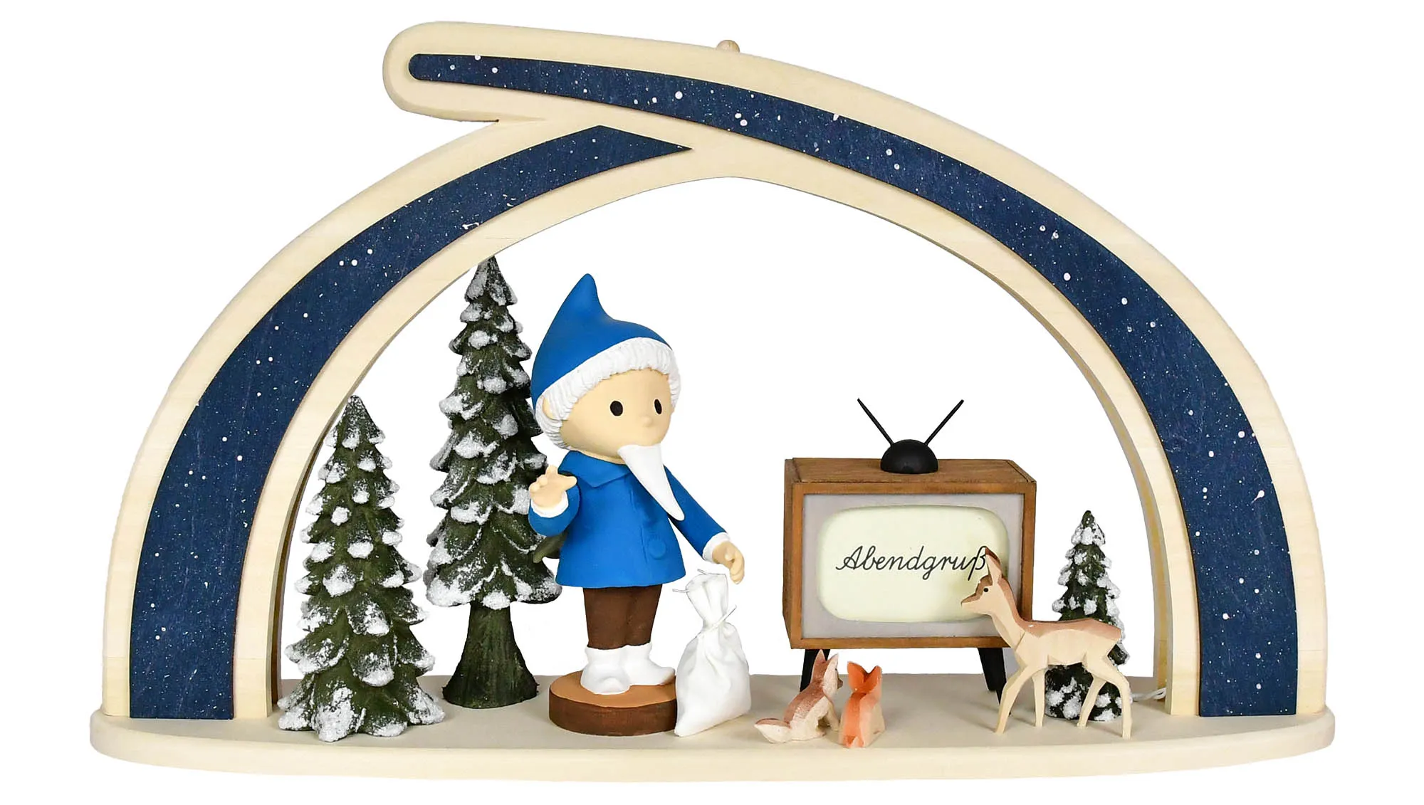 Unser Sandmännchen - Schwibbogen - Sandmann mit Fernseher Unser Sandmännchen - Schwibbogen - Sandmann mit Fernseher