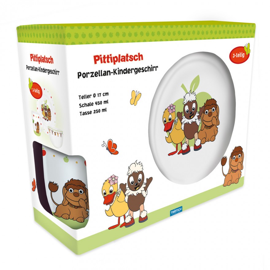 Pittiplatsch - Kindergeschirrset aus Porzellan (3-teilig) Pittiplatsch Kindergeschirrset aus Porzellan (drei teilig)