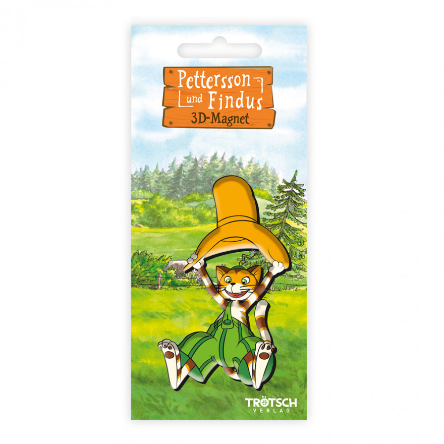 Pettersson und Findus - 3D Magnet - Findus Verpackter Findus 3D Magnet mit Petterssons Hut in Sichtverpackung