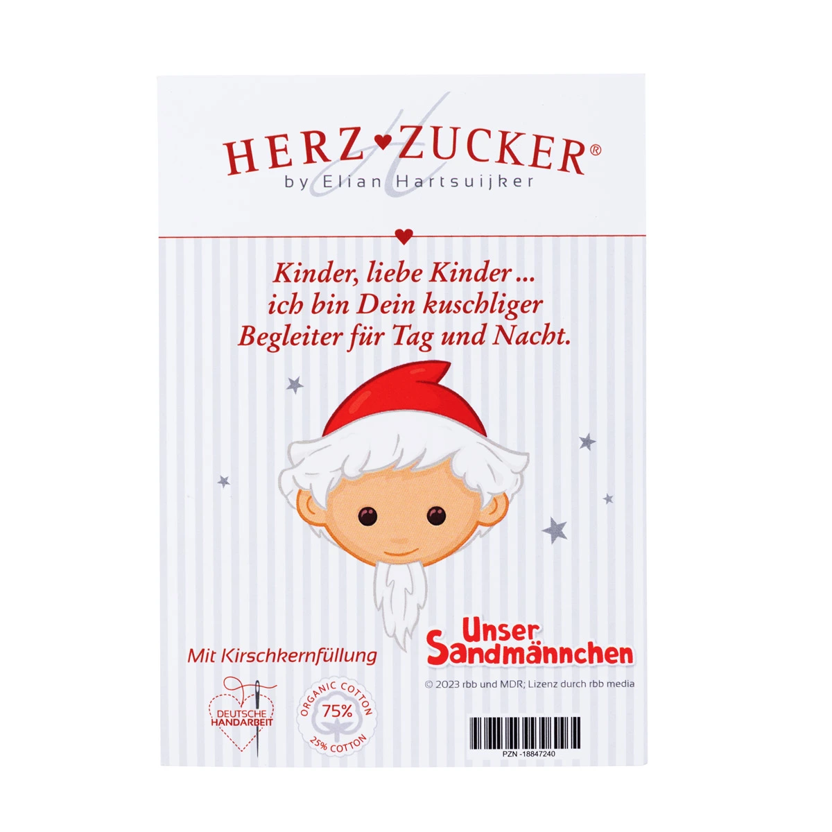 sandmann kischkernkissen waermekissen kinder etikett
