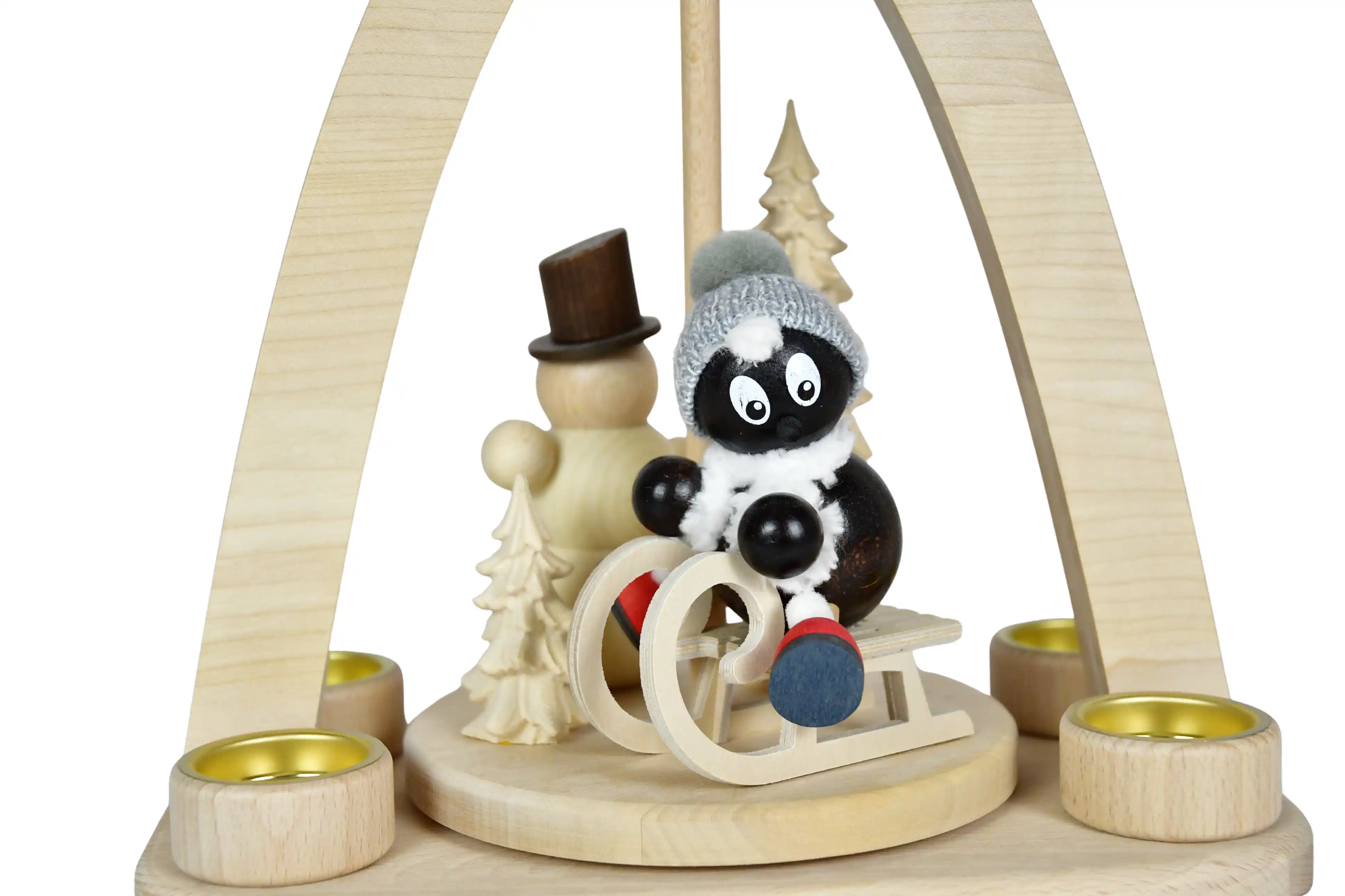 Pittiplatsch - große Pyramide - Pitti auf dem Schlitten (35 cm) - Detailansicht Pittiplatsch