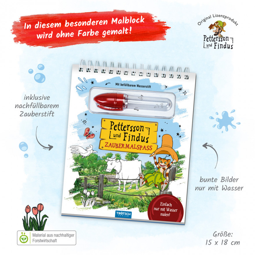 Pettersson und Findus - Zaubermalspaß Bunte Bilder im Pettersson und Findus Zaubermalbuch, die nur mit Wasser sichtbar werden
