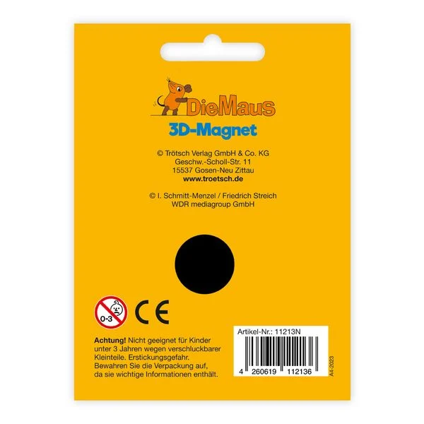 drei null eins vier sechs die maus 3D magnet elefant stehend rueckseite