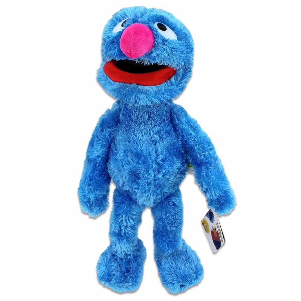 Sesamstraße - Kuscheltier Grobi (42 cm) Grobi Plüschtier aus der Sesamstraße stehend in Vorderansicht, 42 cm groß mit blauem Fell und fröhlichem Gesicht