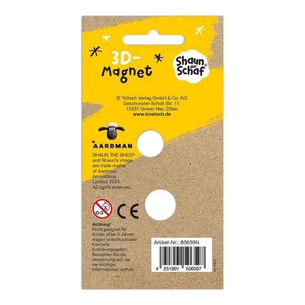Shaun das Schaf - 3D-Magnet stehend - Mit Verpackung Rückseite