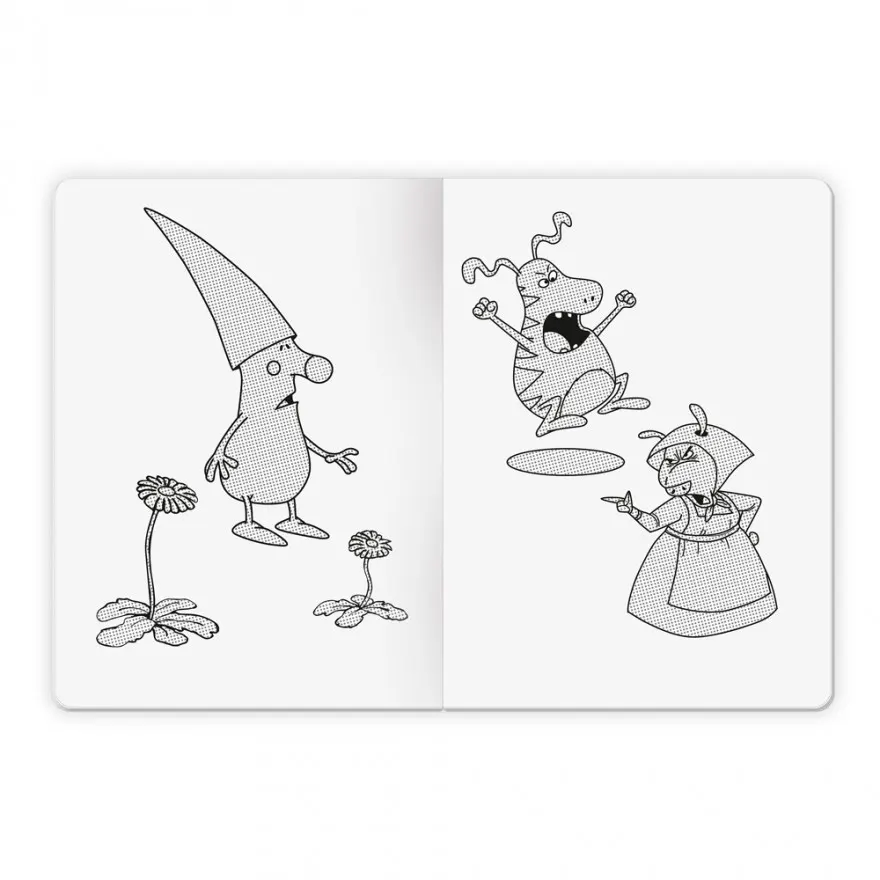 Pettersson und Findus - Zaubermalbuch Beispielseite aus dem Pettersson und Findus Zaubermalbuch mit Zwergenmotiv
