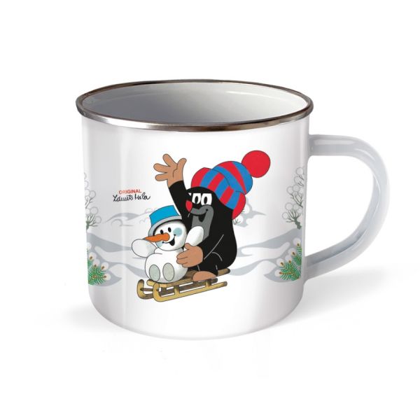 der-kleine-maulwurf-emailletasse-wintertasse-schlitten Der kleine Maulwurf Emailletasse Wintertasse