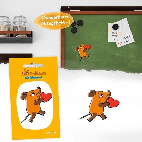 die-maus-3d-magnet-herz-haftet-auf-magnetischen-oberflaechen Die Maus 3D Magnet Herz