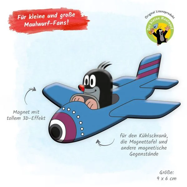 drei null eins zwei fünf der kleine maulwurf magnet maulwurf flugzeug details neunxsechscm