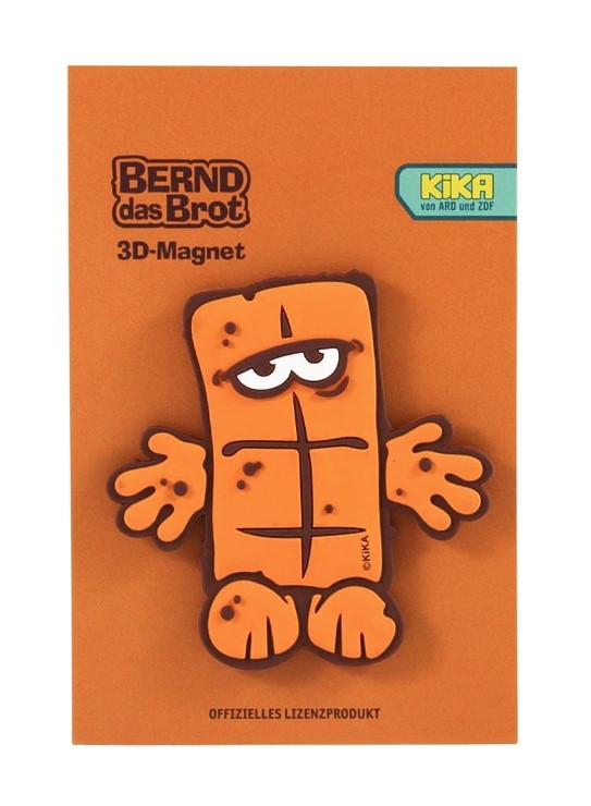 Bernd das Brot 3D-Magnet in Klarsichtverpackung – ca. 5 cm groß, Kultfigur mit mürrischem Blick, ideal als Geschenk