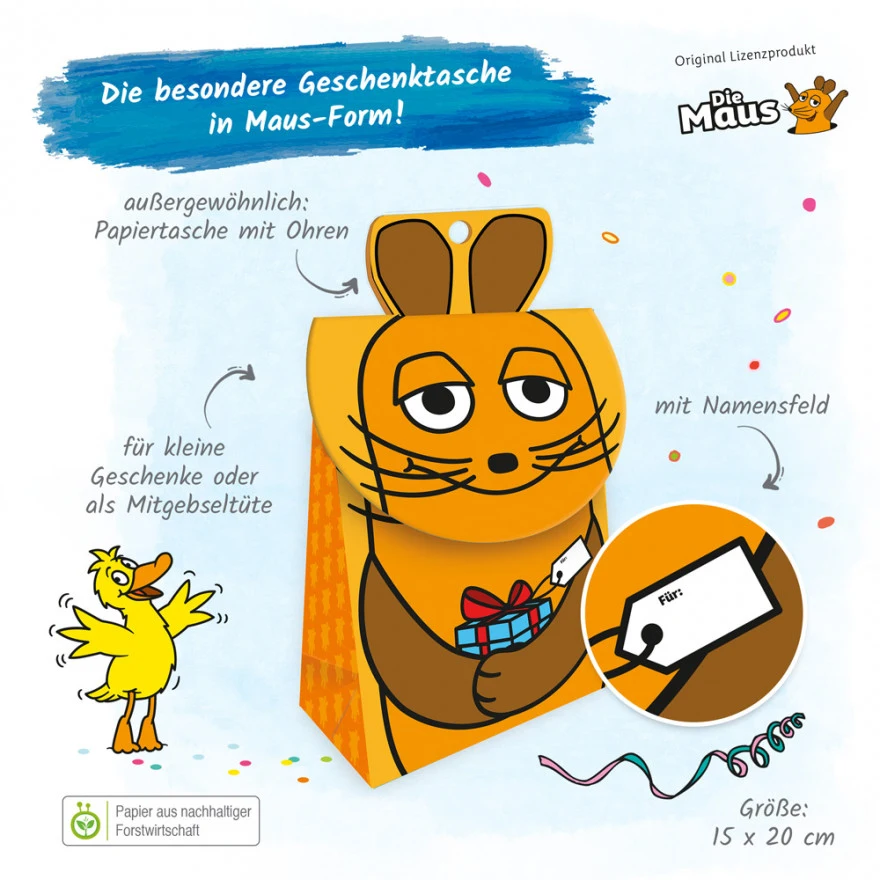 drei null zwei sechs 3Die maus geschenktasche detail eins fünfxzwei nullcm