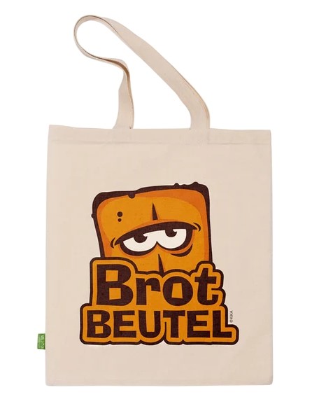 Bernd das Brot Stoffbeutel aus Bio-Baumwolle mit Henkel – naturfarbener Beutel mit kultigem Bernd-Motiv im Siebdruck