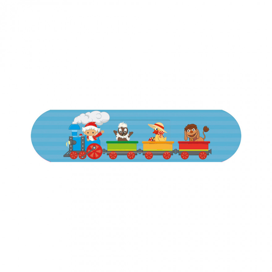 Unser Sandmännchen - Trostpflaster Sandmännchen Trostpflaster mit Zug-Motiv für Kinder, Pflaster in Nahaufnahme