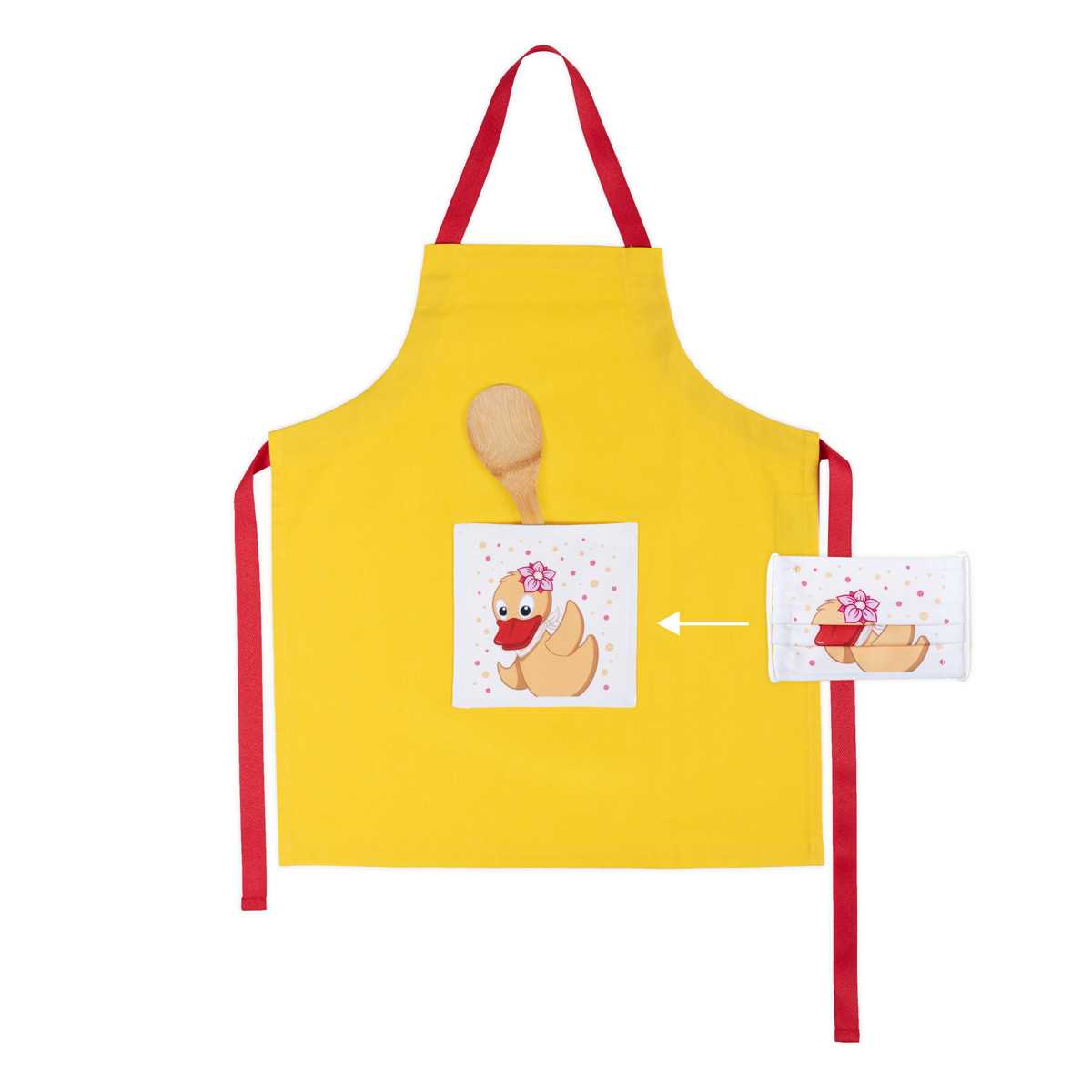 Schnatterinchen - Kinderschürze (Masken-Upcycling) schnatterinchen kinder kochschuerze mit tasche upcycling nachhaltig