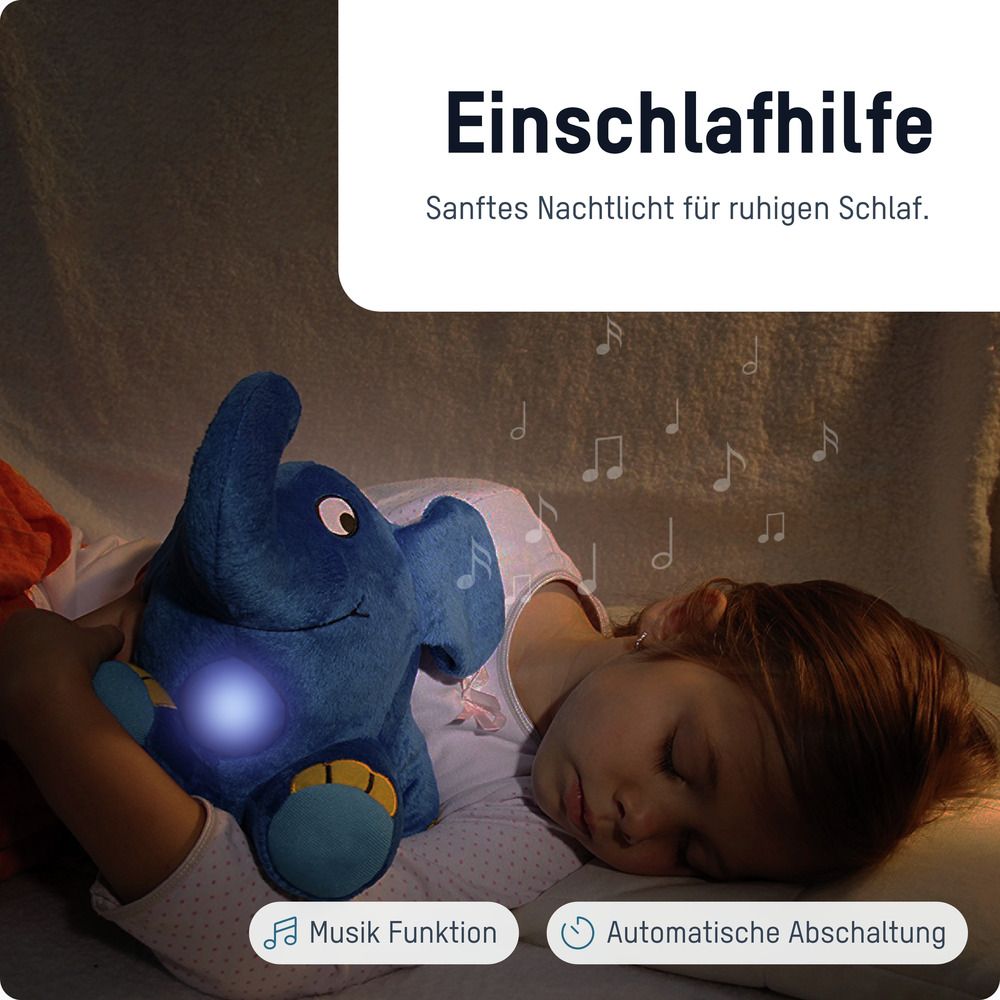 Elefant - Kuscheltier mit LED-Nachtlicht Elefant Kuscheltier mit L E D Nachtlicht
