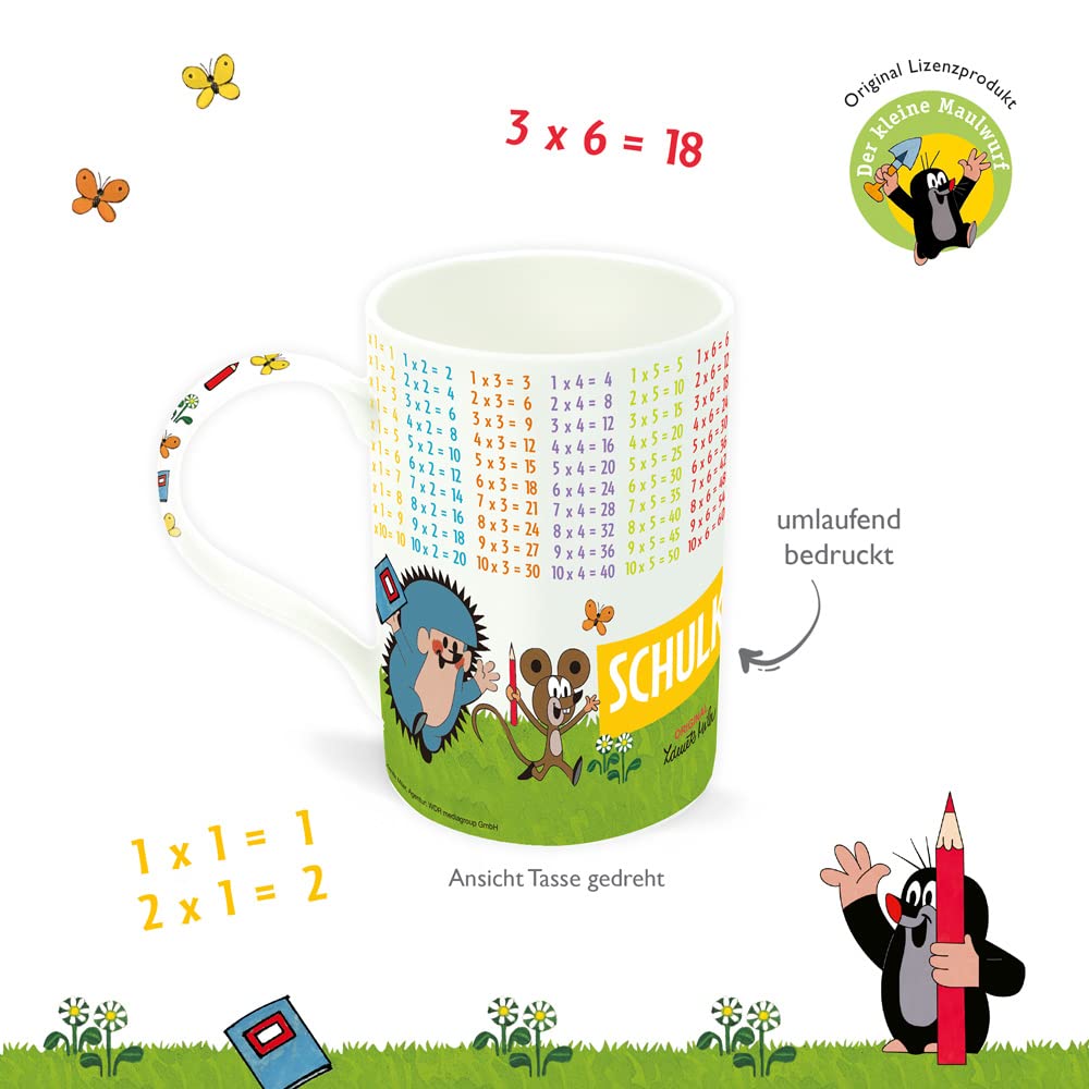 der kleine maulwurf lerntasse kindertasse eins mal eins umlaufend bedruckt