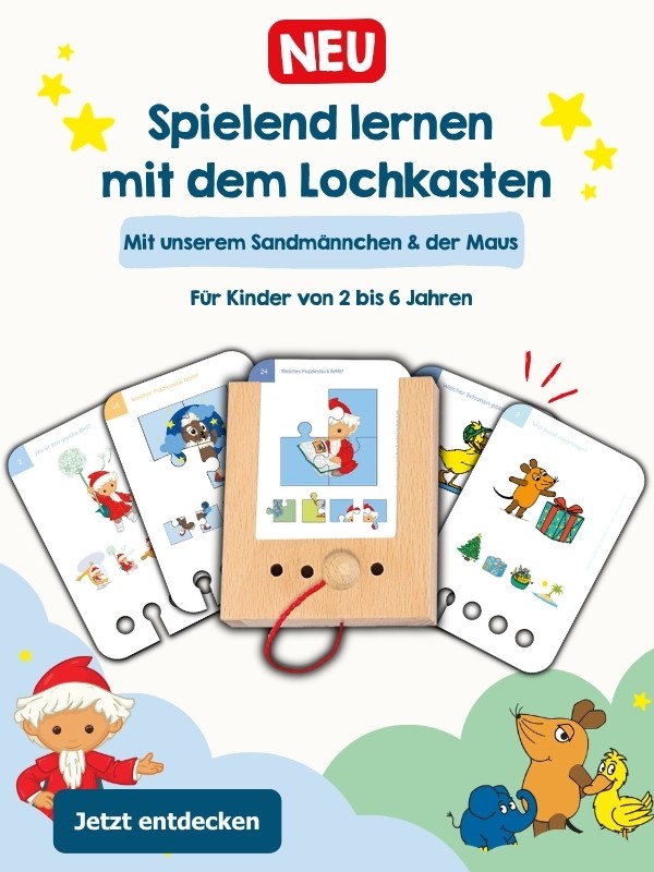 Unser Sandmännchen Lochkasten Lernspiel für Kinder von 2 bis 6 Jahren