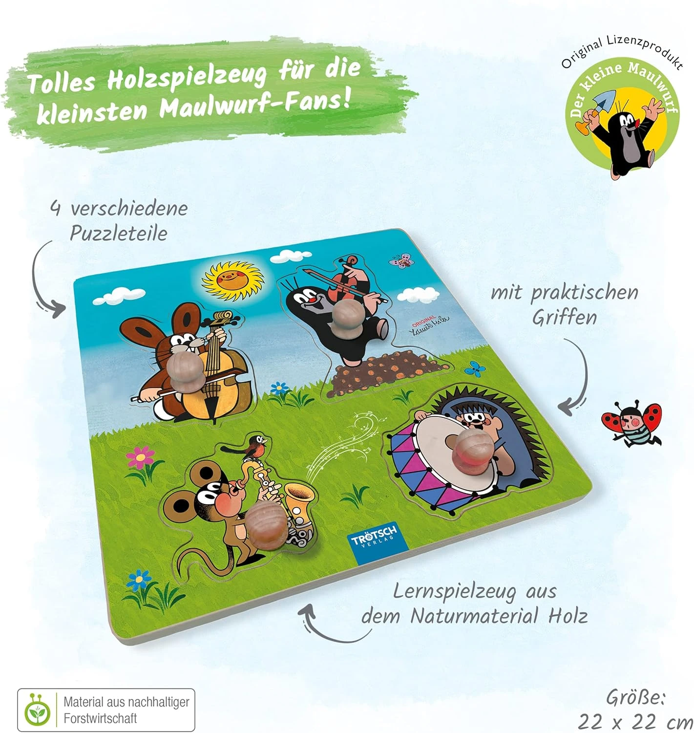 der kleine maulwurf holzlegespiel musikanten mit praktischen griffen