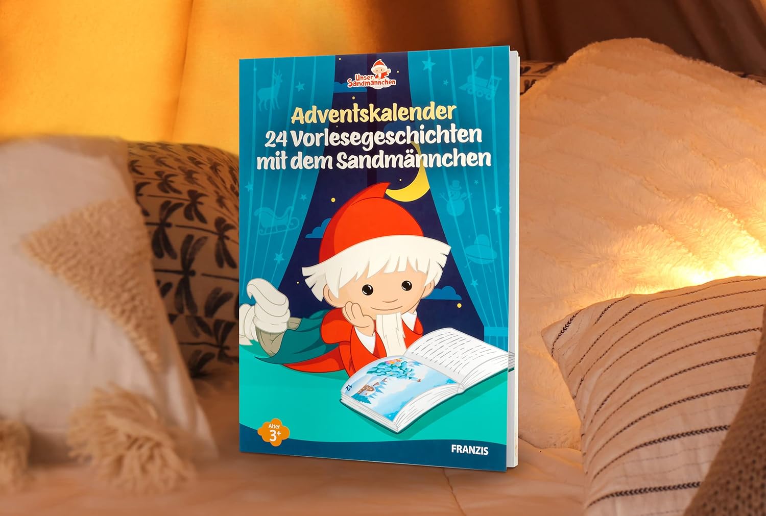 sandmaennchen adventskalender zwei vier mini buecher buch auf dem bett