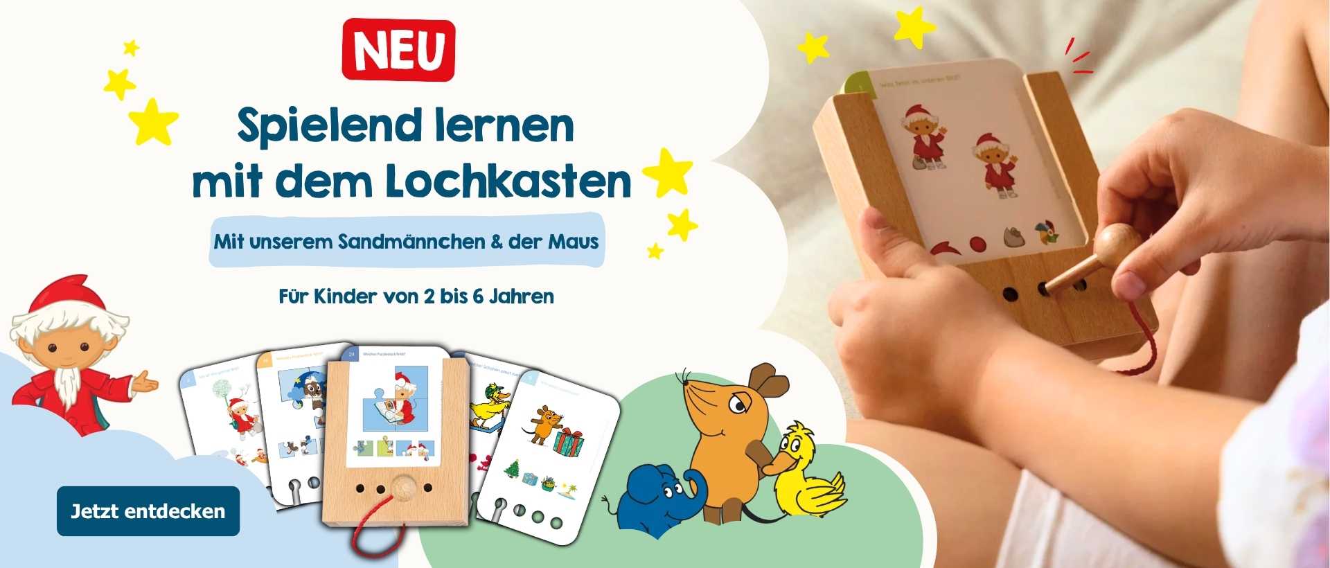 Unser Sandmännchen Lochkasten Lernspiel für Kinder von 2 bis 6 Jahren