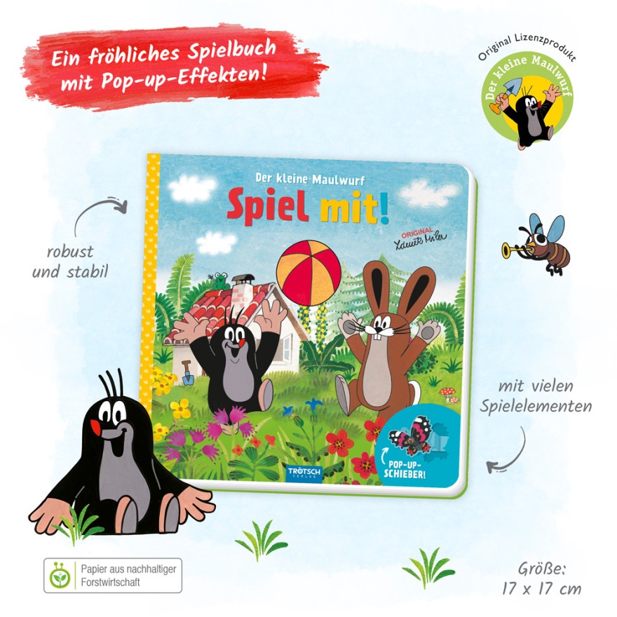 der kleine maulwurf spiel mit pappenbuch mit pop up schiebern robut stabil