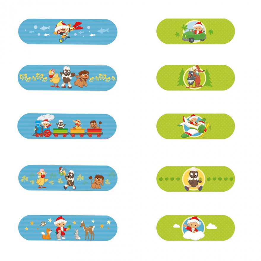 Unser Sandmännchen - Trostpflaster Sandmännchen Trostpflaster für Kinder, alle Motive nebeneinander auf weißem Hintergrund