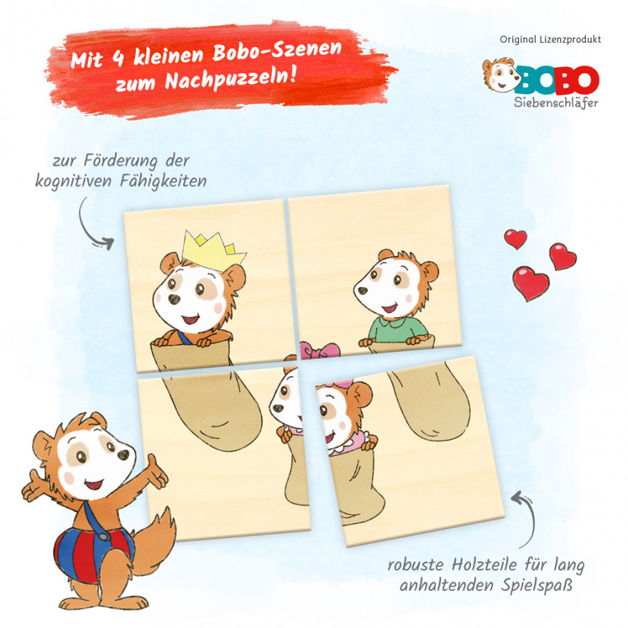 Bobo Siebenschläfer - Erster Puzzlespaß aus Holz Bobo Siebenschläfer, Erster Puzzlespaß aus Holz, Holzpuzzle, fördert kognitive Fähigkeiten