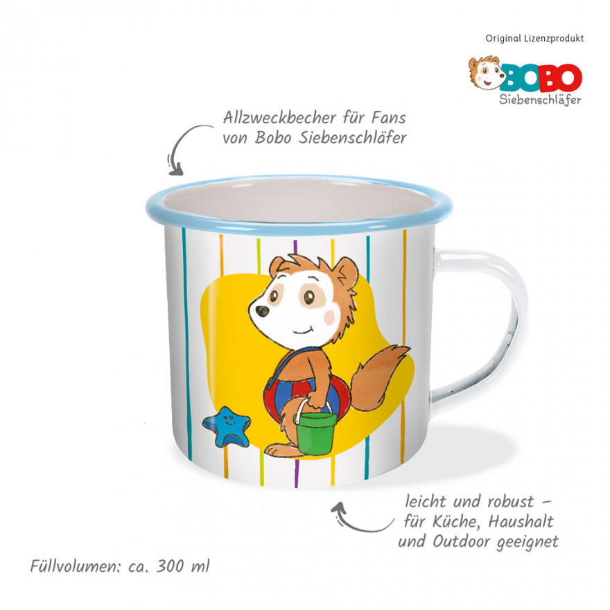 Bobo Siebenschläfer - Emaillebecher _Bobo Streifen_