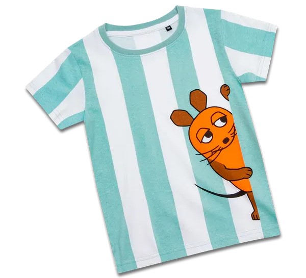 Die Maus - T-Shirt - Streifen - Türkis - verschiedene Größen Die Maus T Shirt Streifen weiss tuerkis Vorderseite