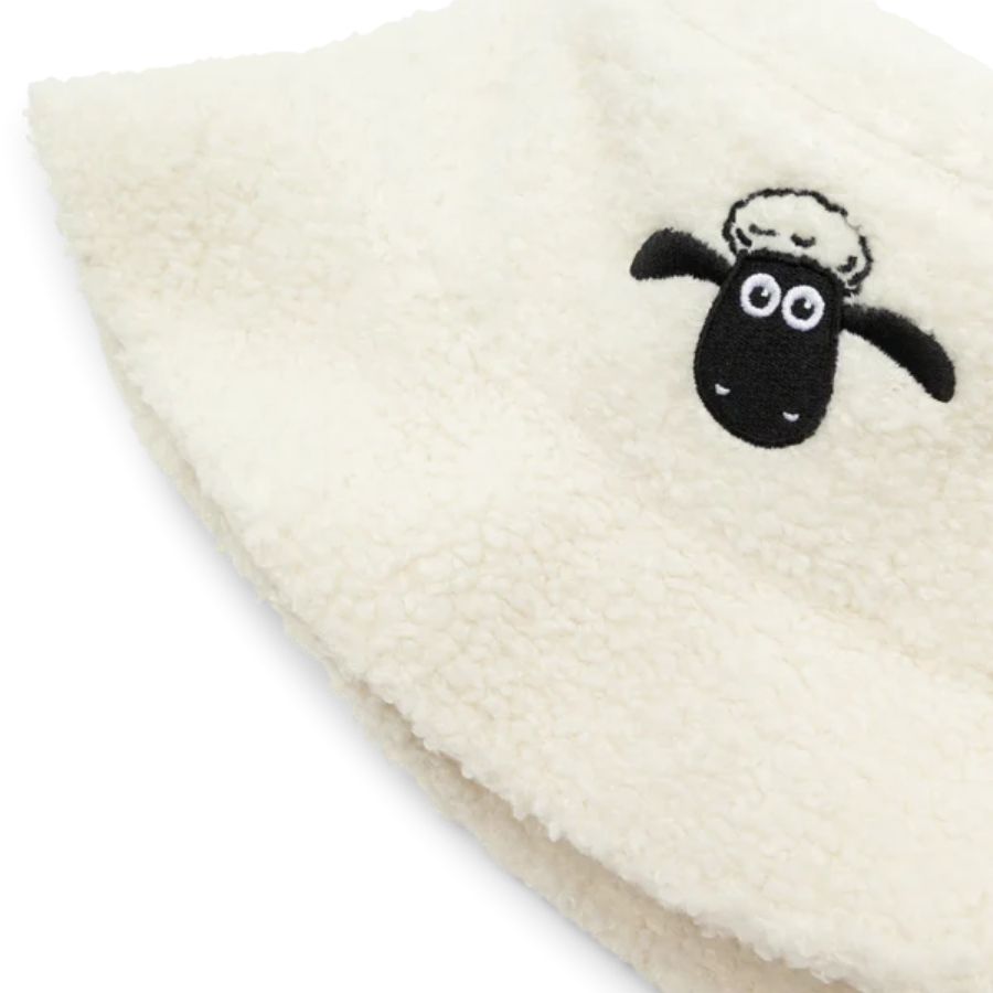 fischerhut kinder shaun das schaf motiv beige nahansicht