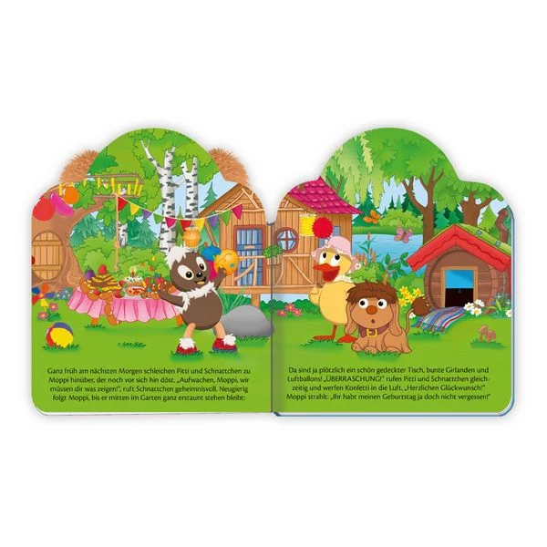 Moppi hat Geburtstag - Fühlbuch - aufgeschlagenes Buch