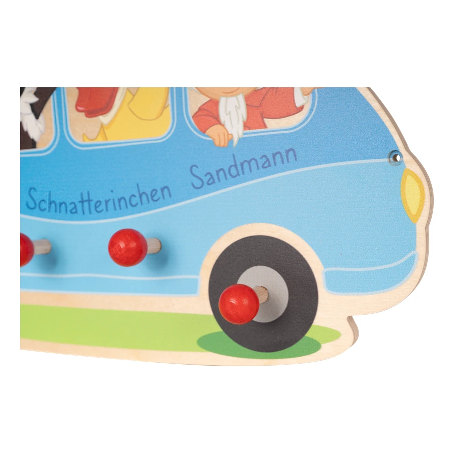 Unser Sandmännchen - Wandgarderobe aus Holz - Sandmann & Freunde im Bus
