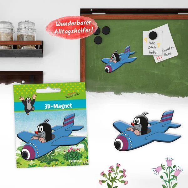 drei null eins zwei sechs der kleine maulwurf magnet maulwurf flugzeug an pinnwand alltagshelfer