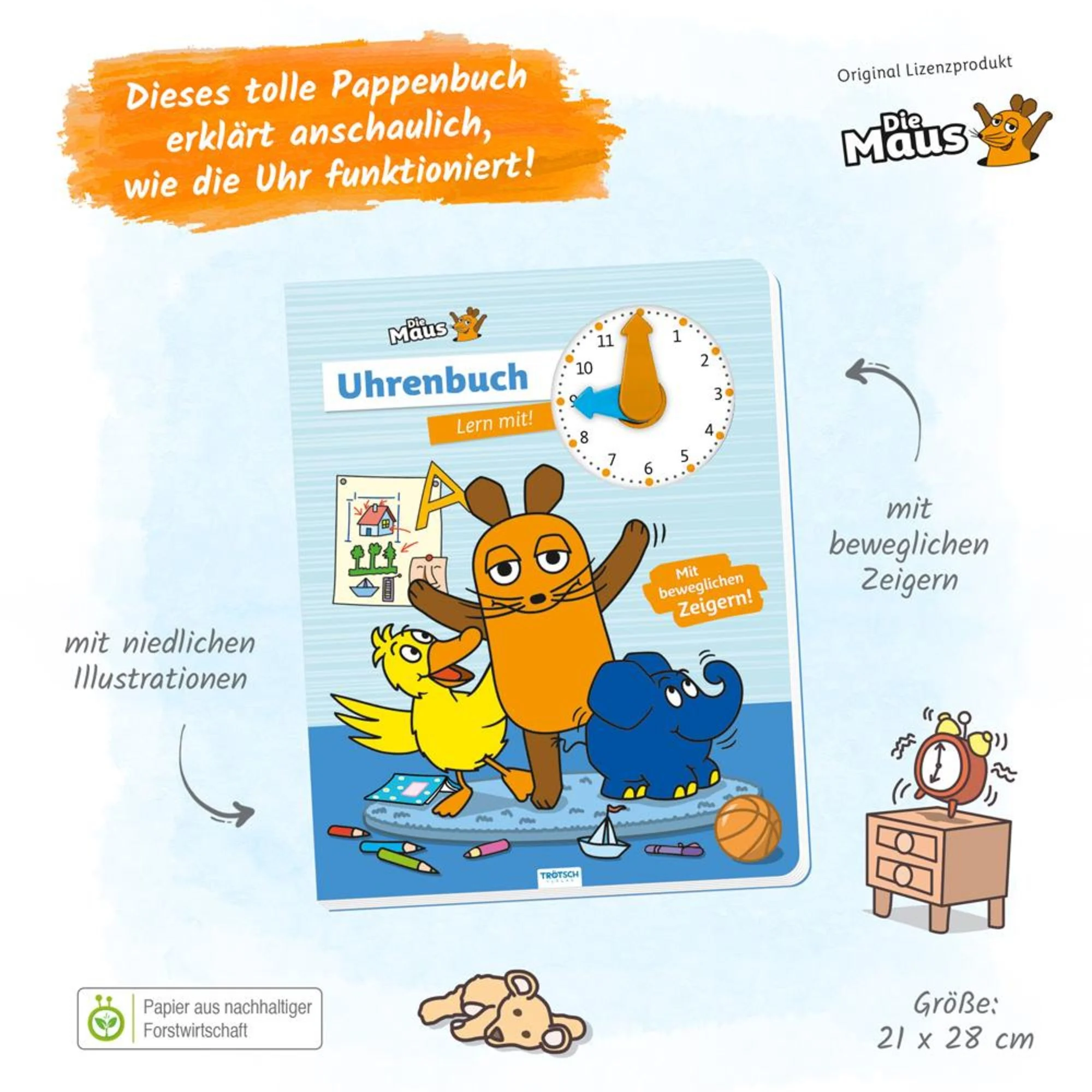 die maus uhrenbuch lern mit pappenbuch gebundene ausgabe niedliche illustrationen