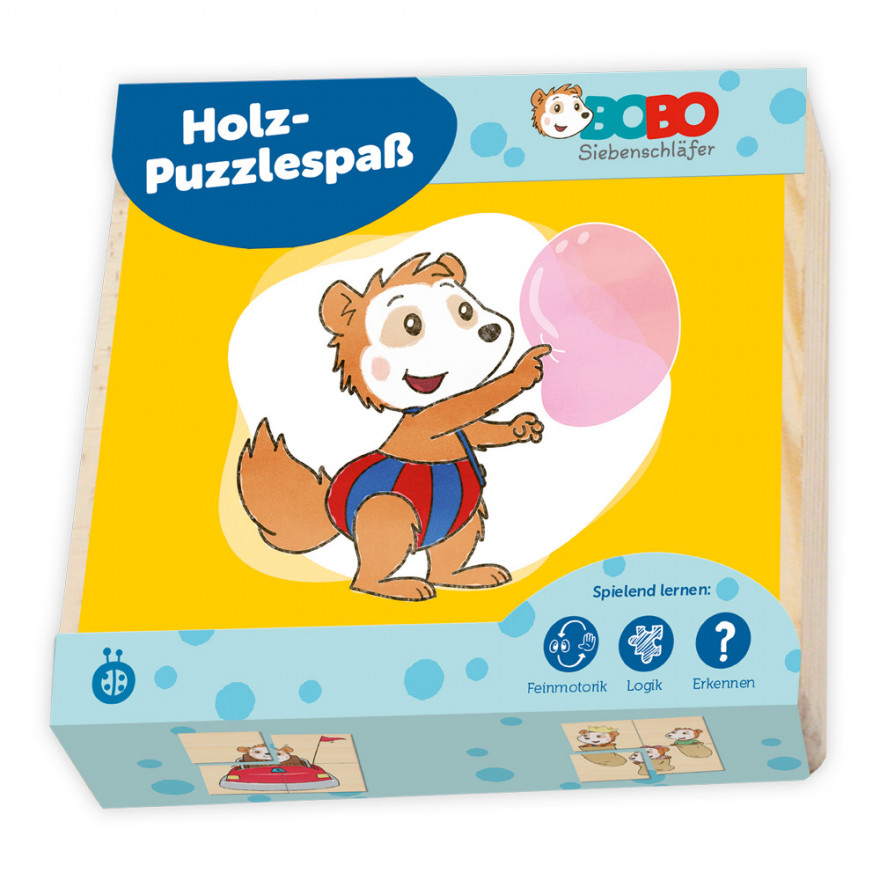 Bobo Siebenschläfer, Erster Puzzlespaß aus Holz, Holzpuzzle, Verpackung