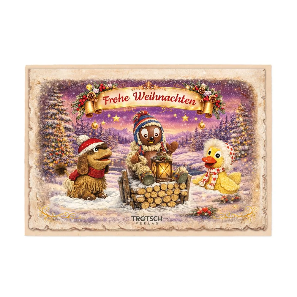 Pittiplatsch - Nostalgie Weihnachtskarte - Pitti und Freunde