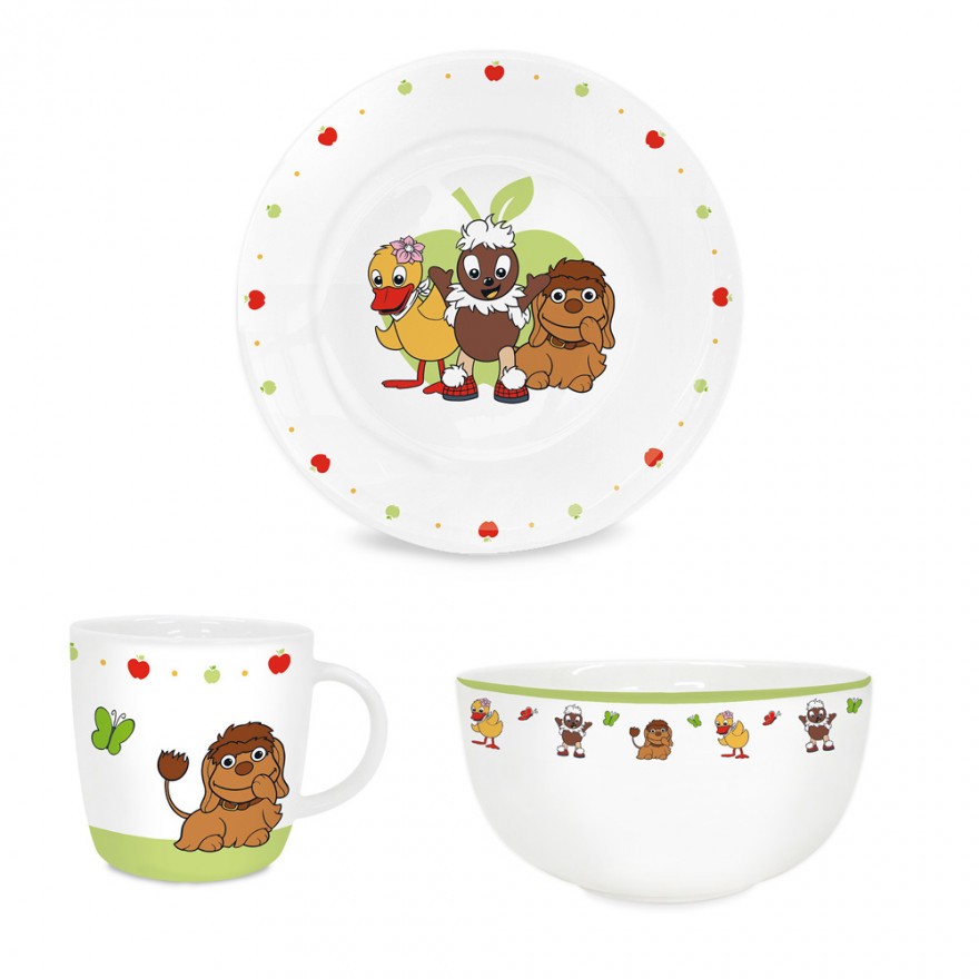 Pittiplatsch - Kindergeschirrset aus Porzellan (3-teilig) Pittiplatsch Kindergeschirrset aus Porzellan (drei teilig)