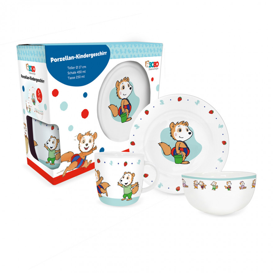 Bobo Siebenschläfer - Kindergeschirrset aus Porzellan (3-teilig)