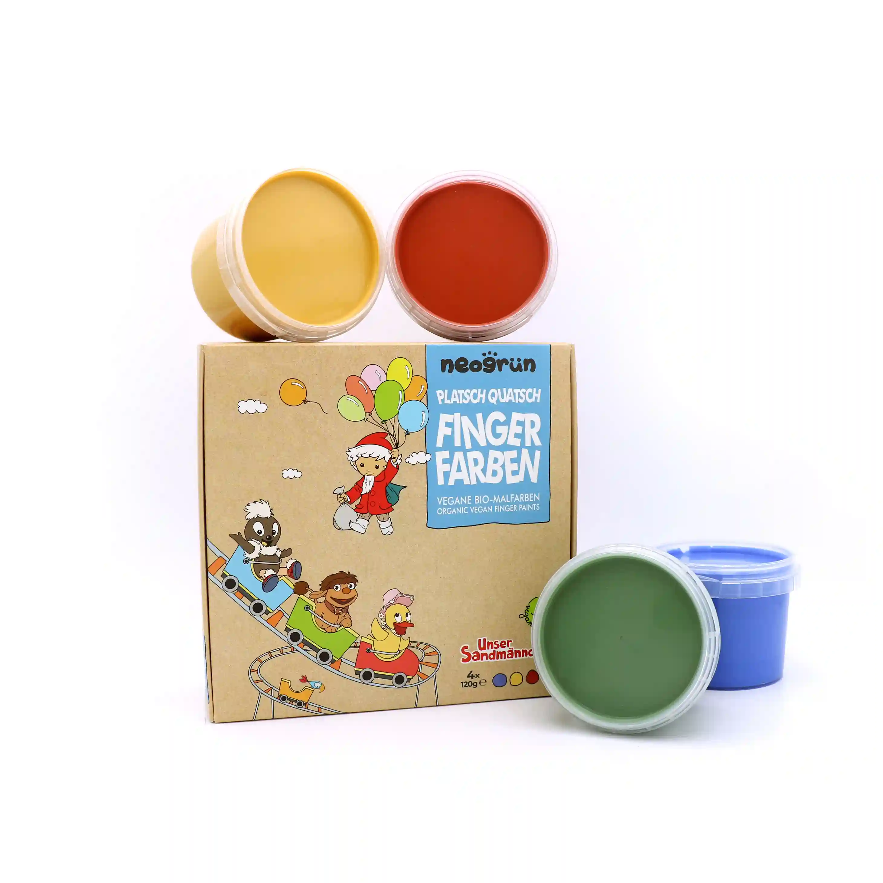 Sandmännchen Fingerfarben mit geschlossenen Farbbechern