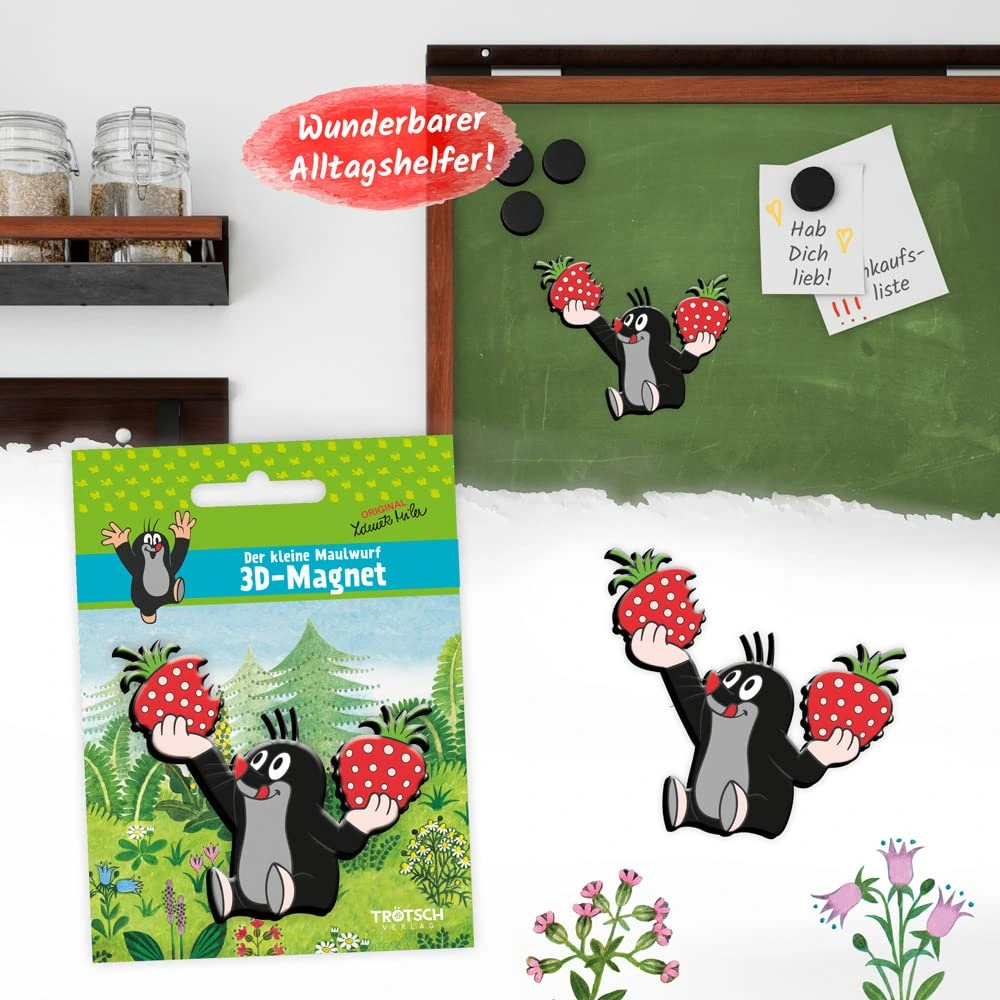 der kleine maulwurf 3D magnet erdbeere fuer magnettafel